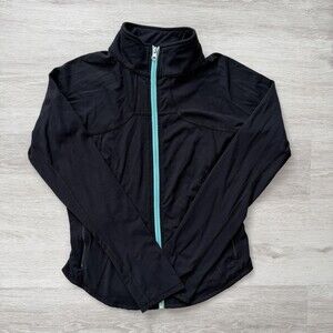 Lululemon DEFINE Jacket Black Luon Turquoise Aqua Zipper Women's Small